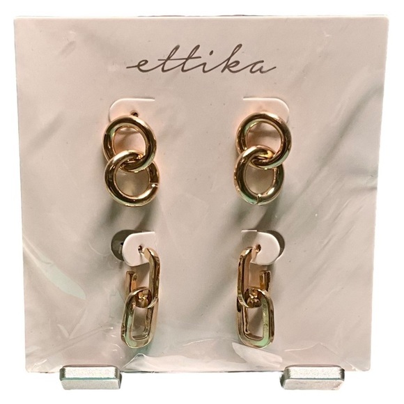 ettika Jewelry - 🎄NWT 2 pair of Ettika Double Drop Chain Link Earring Set